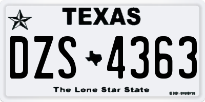 TX license plate DZS4363