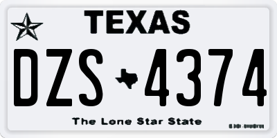TX license plate DZS4374