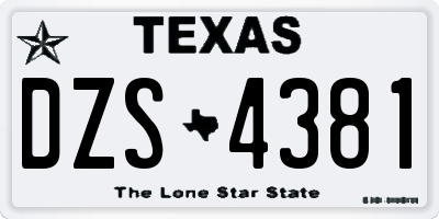 TX license plate DZS4381