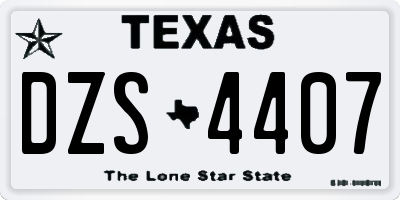 TX license plate DZS4407