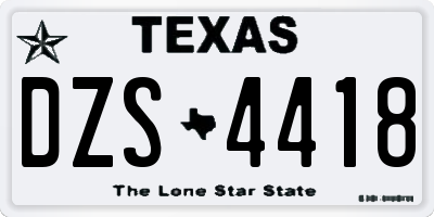 TX license plate DZS4418