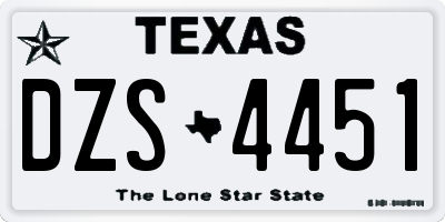 TX license plate DZS4451