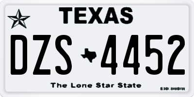 TX license plate DZS4452