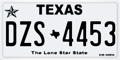 TX license plate DZS4453