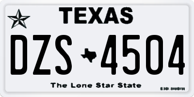 TX license plate DZS4504