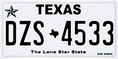 TX license plate DZS4533