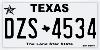 TX license plate DZS4534
