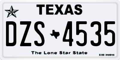 TX license plate DZS4535