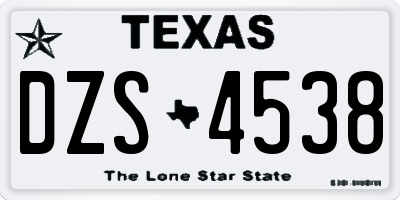 TX license plate DZS4538
