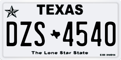 TX license plate DZS4540