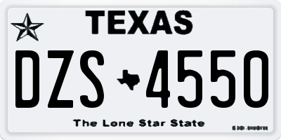 TX license plate DZS4550