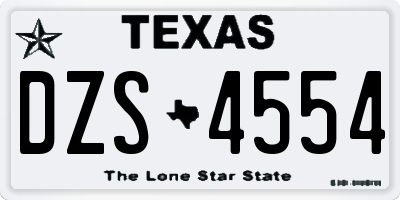 TX license plate DZS4554