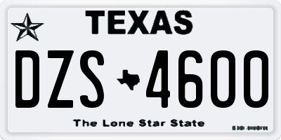 TX license plate DZS4600