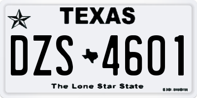 TX license plate DZS4601