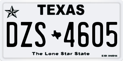 TX license plate DZS4605