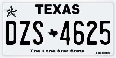 TX license plate DZS4625