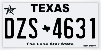 TX license plate DZS4631