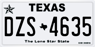 TX license plate DZS4635