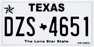 TX license plate DZS4651