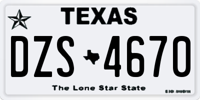 TX license plate DZS4670