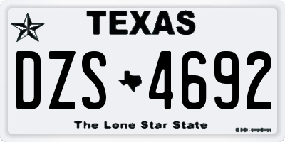 TX license plate DZS4692