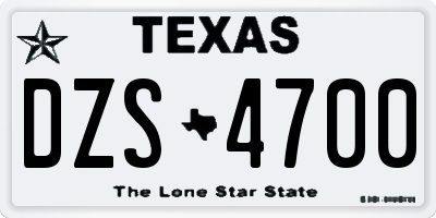 TX license plate DZS4700