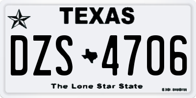 TX license plate DZS4706