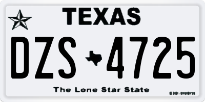 TX license plate DZS4725