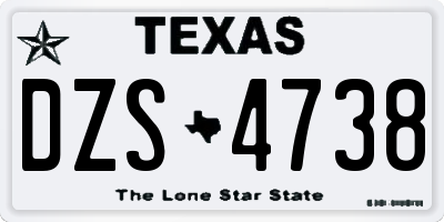 TX license plate DZS4738