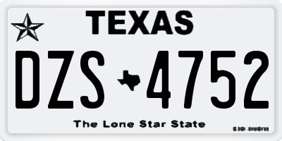 TX license plate DZS4752