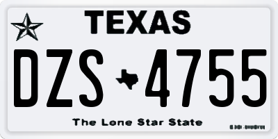 TX license plate DZS4755