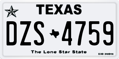 TX license plate DZS4759