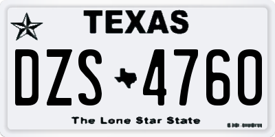 TX license plate DZS4760