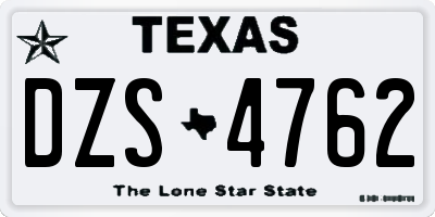 TX license plate DZS4762