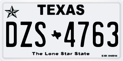 TX license plate DZS4763