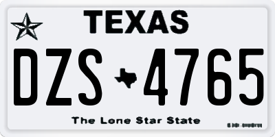 TX license plate DZS4765
