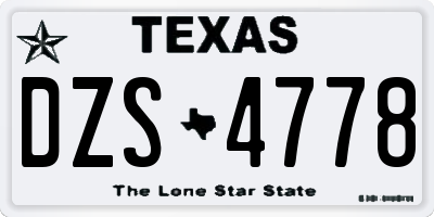 TX license plate DZS4778