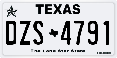 TX license plate DZS4791