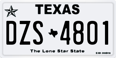 TX license plate DZS4801