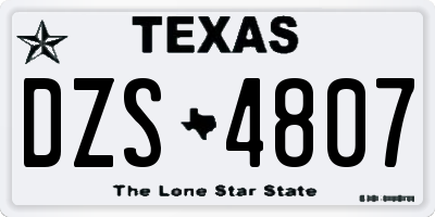 TX license plate DZS4807