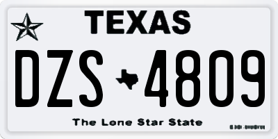 TX license plate DZS4809