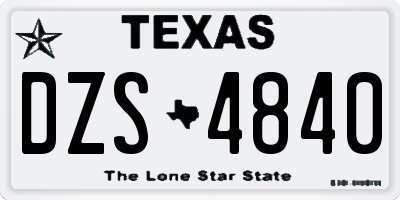 TX license plate DZS4840
