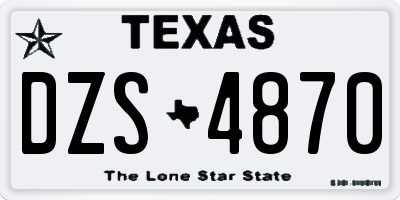 TX license plate DZS4870