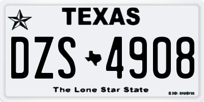 TX license plate DZS4908