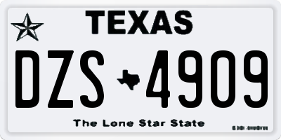 TX license plate DZS4909