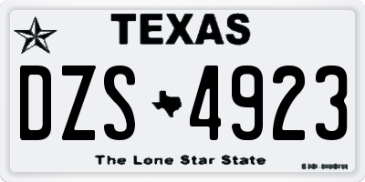 TX license plate DZS4923