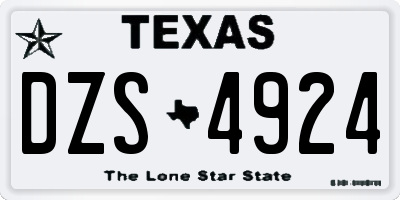 TX license plate DZS4924