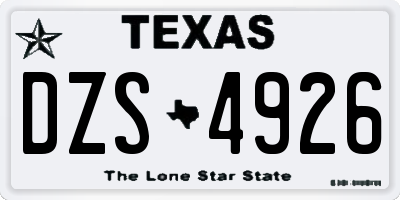 TX license plate DZS4926
