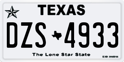 TX license plate DZS4933