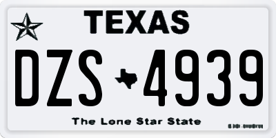 TX license plate DZS4939